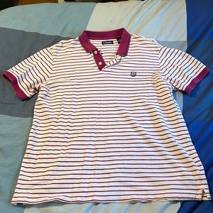 White Chaps Polo with Magenta Stripes